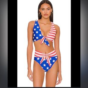 Beach Riot 💞💯 Stars & Stripes NWT Bikini SM Dallas Top & Emma Bottoms 🇺🇸